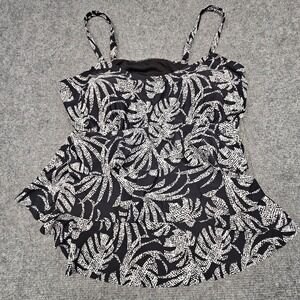 Island Escape Womens Tankini Top Underwire‎ Waist Minimizer Tropical Black 20W